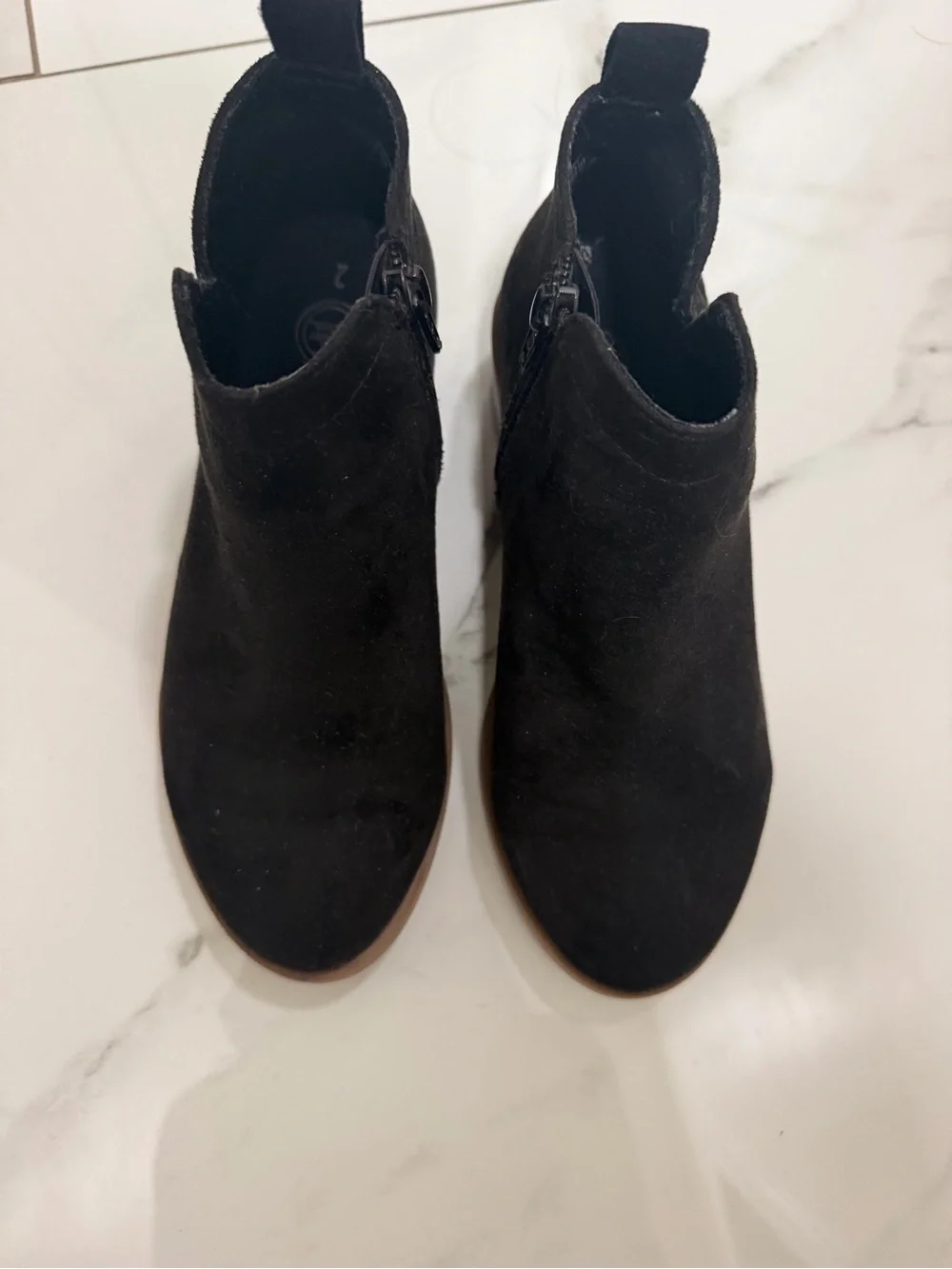 wonder nation Black Suede Ankle Booties with Side Zip
